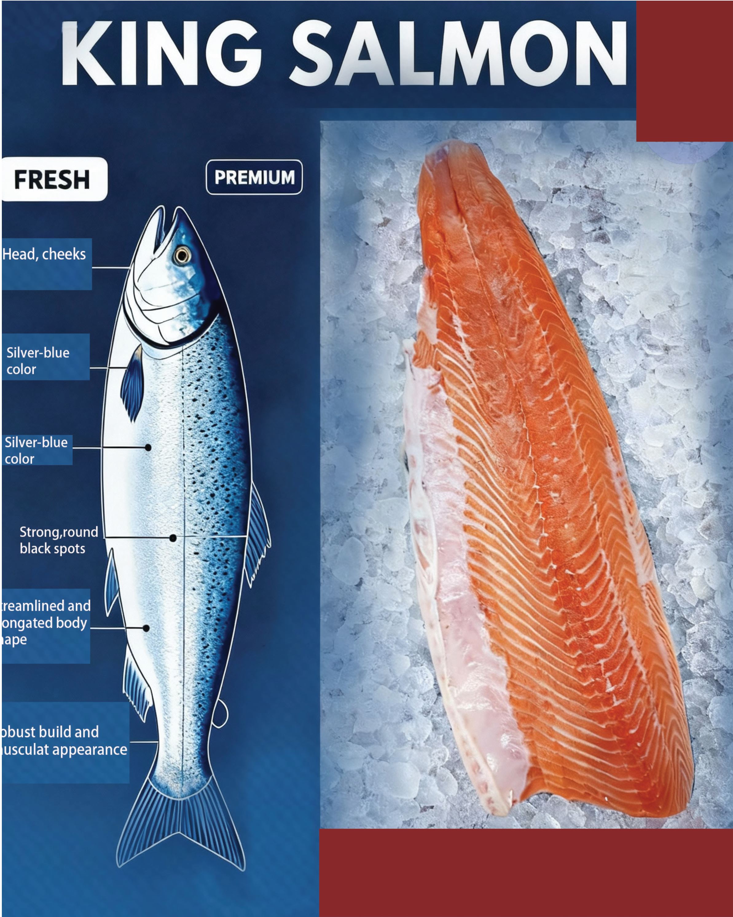 Fresh/Frozen Salmon Fillet Skin On